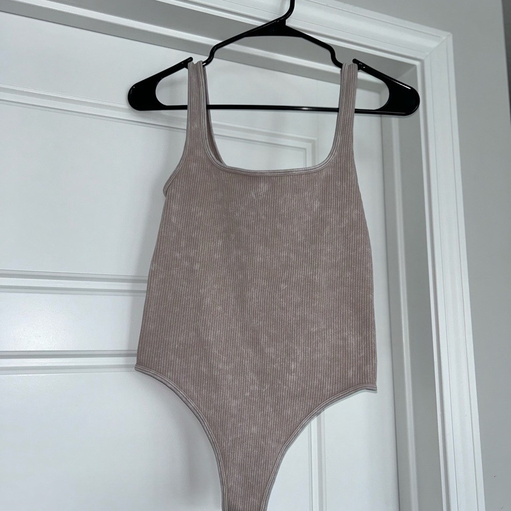 Women’s Ribbed Bodysuit - Taupe